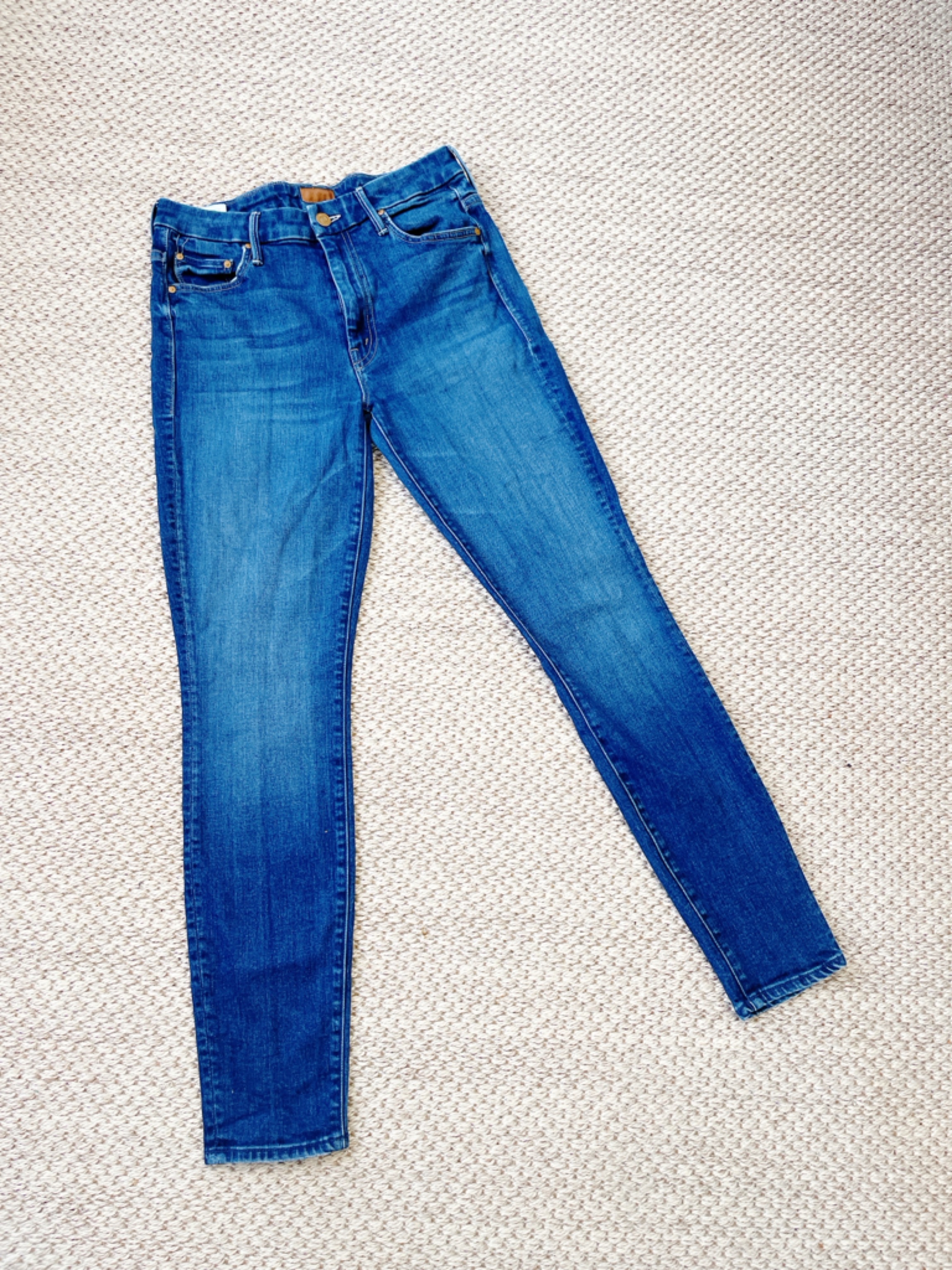 Mother Slim Skinny Jeans In Medium Blue Wash